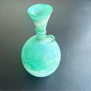 Hand-Blown Studio Art Glass Vase Israel Frosted Old Ceasrea Delicate READ